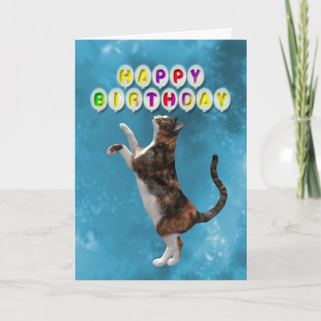 Carte d'anniversaire avec chats calico (Devant)