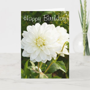 Carte d'anniversaire avec dahlias blancs