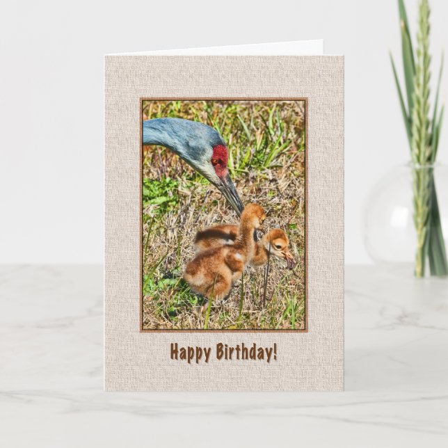 Carte d'anniversaire avec des grues de Sandhill (Devant)