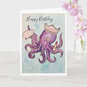 Carte d'anniversaire avec dessin de poulpe