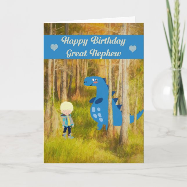 Carte d'anniversaire avec Dinosaur Great Nephew (Devant)