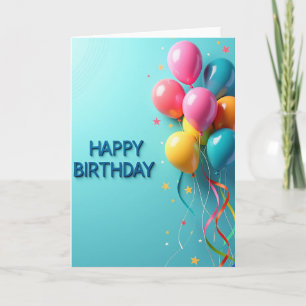 Carte d'anniversaire avec explosion de ballons