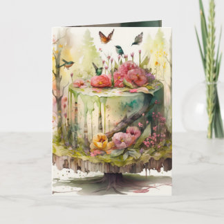 Carte d'anniversaire avec fabuleux gâteau dans la