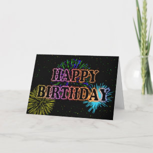 Carte d'anniversaire avec feux d'artifice