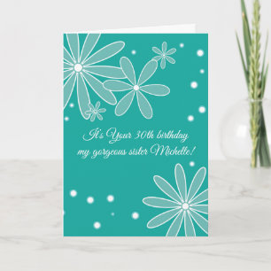 Carte d'anniversaire avec Fleur Turquoise
