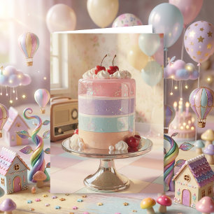 Carte d'anniversaire avec gâteau fantaisiste paste