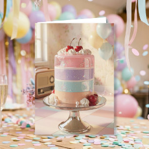 Carte d'anniversaire avec gâteau fantaisiste paste