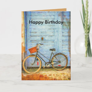 Carte d'anniversaire avec la bicyclette
