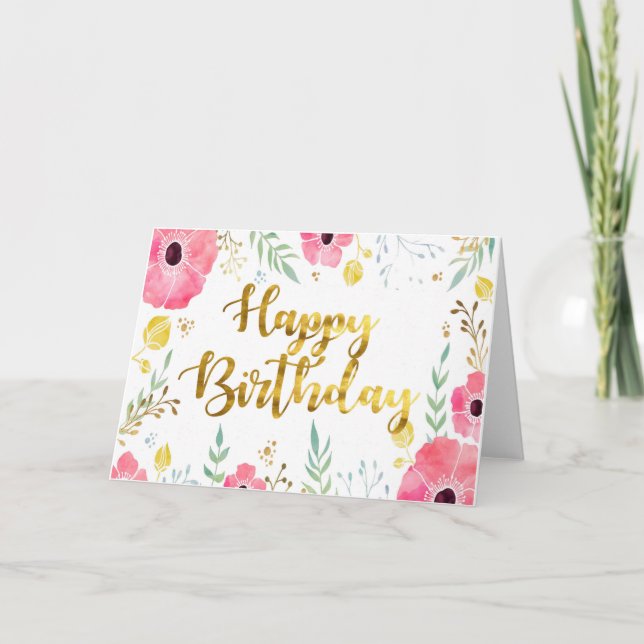 Carte d'anniversaire avec la police de feuille (Devant)