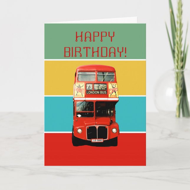 Carte d'anniversaire avec Londres Bus (Devant)