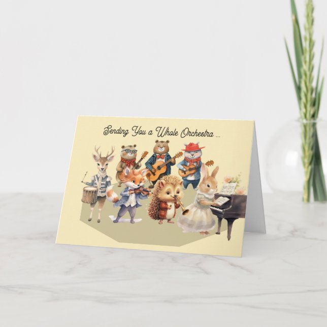 Carte d'anniversaire avec Orchestre animal entier (Devant)
