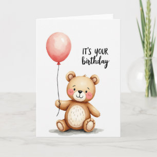 Carte d'anniversaire avec ours en ballon doux