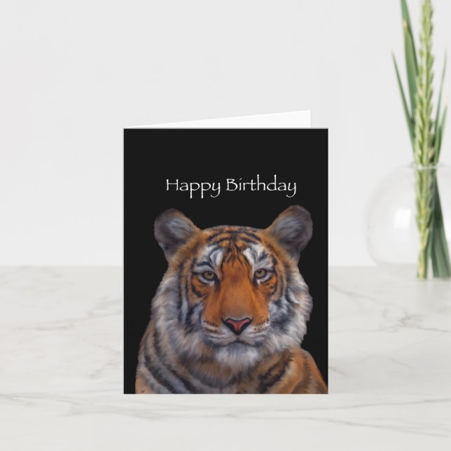 Carte d'anniversaire avec peinture de tigre (Devant)