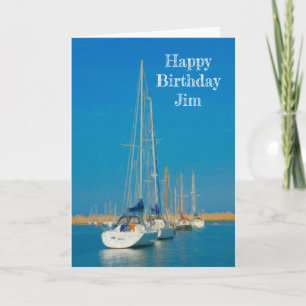 Carte d'anniversaire avec peinture de yachts align