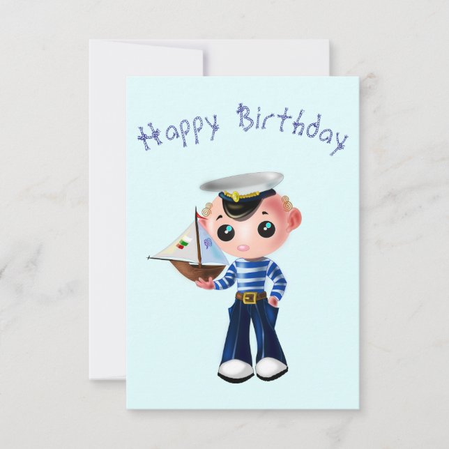 Carte d'anniversaire avec petit marin (Devant)