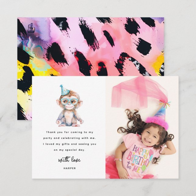 Carte d'anniversaire avec photo d'animal mignon de (Devant / Derrière)