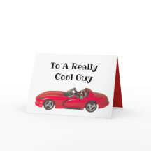 Carte d'anniversaire avec Red Sports Car & Basset