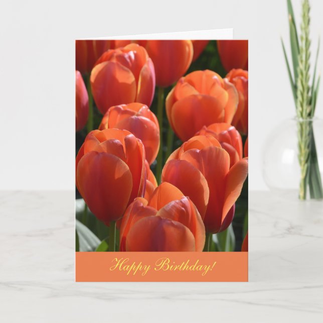Carte d'anniversaire avec tulipe orange (Devant)
