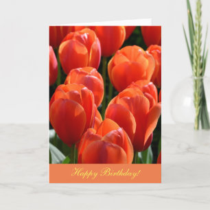 Carte d'anniversaire avec tulipe orange