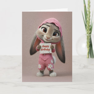 Carte d'anniversaire avec un adorable bébé lapin e