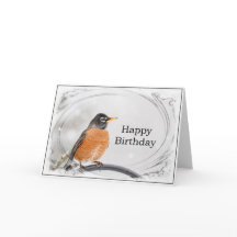 Carte d'anniversaire avec un rouge-gorge