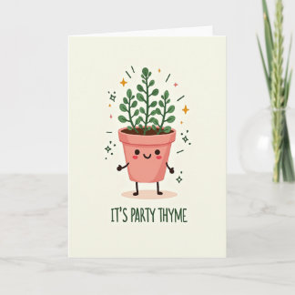 Carte d'anniversaire avec une plante en pot fantai