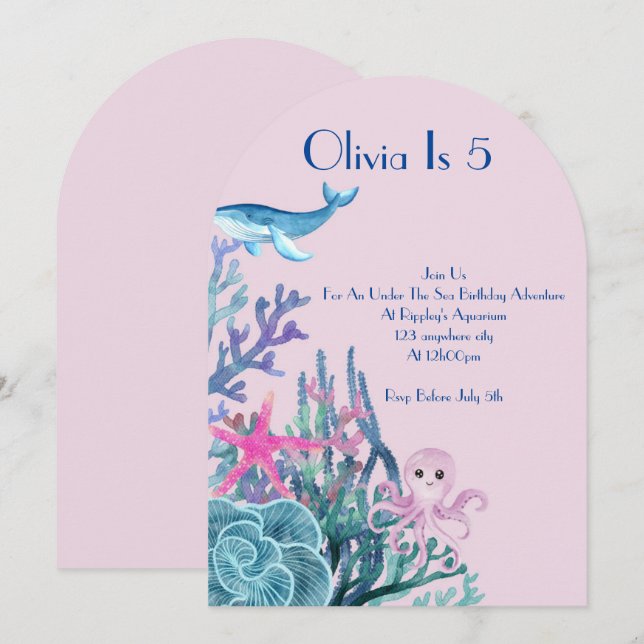 CARTE D'ANNIVERSAIRE AVENTURE SOUS LA MER (Devant / Derrière)