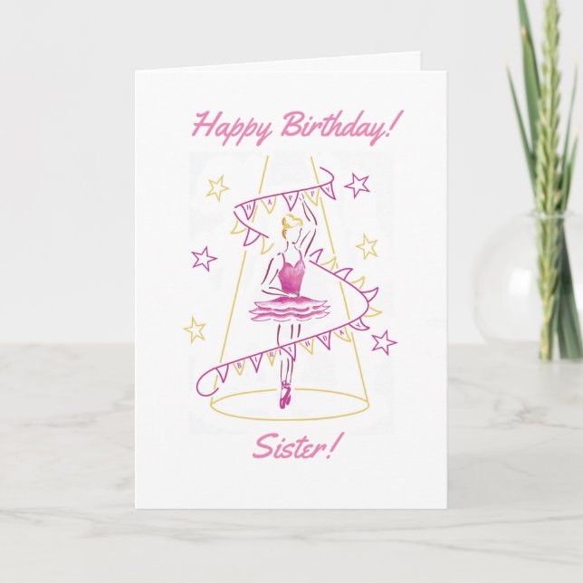 Carte d'anniversaire Ballet & Bunt Sister (Devant)