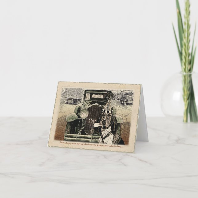 Carte d'anniversaire Basset de conduite (Devant)