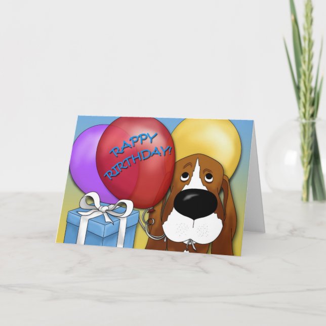 Carte d'anniversaire Basset Hound (Devant)
