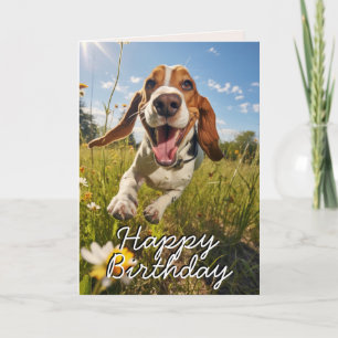Carte d'anniversaire Basset Hound personnalisée