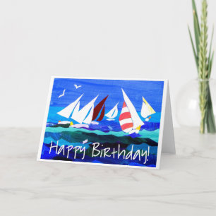 Carte d'anniversaire "Bateaux à voile"
