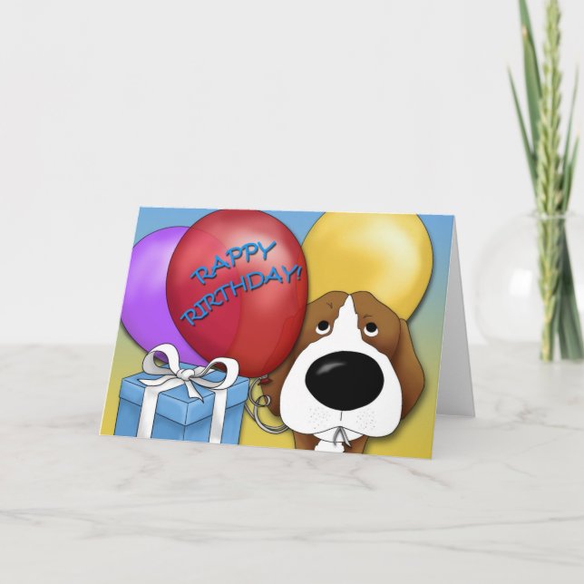 Carte d'anniversaire beagle (Devant)