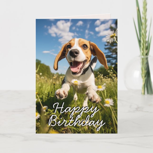 Carte d'anniversaire Beagle personnalisée (Devant)