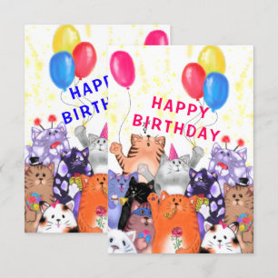 Carte d'anniversaire bébé avec Happy Cats Party