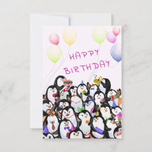 Carte d'anniversaire bébé Joyeux Pingouins Fête