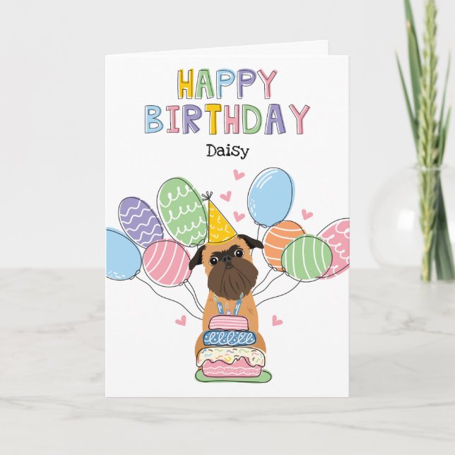 Carte d'anniversaire Belge Brussels Griffon Dog (Devant)