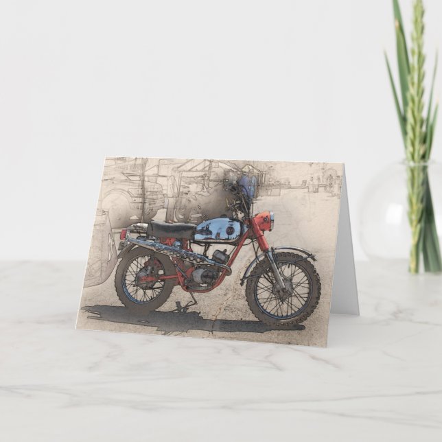 Carte d'anniversaire Biker Moto Vintage (Devant)