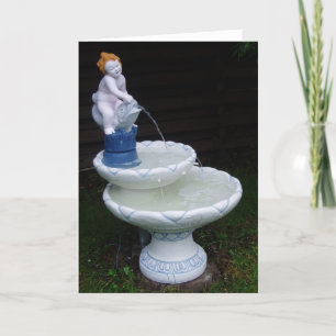 Carte d'anniversaire "Birdbath Fountain Flower Wat