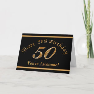 Carte d'anniversaire Black and Gold 50th avec VOTR