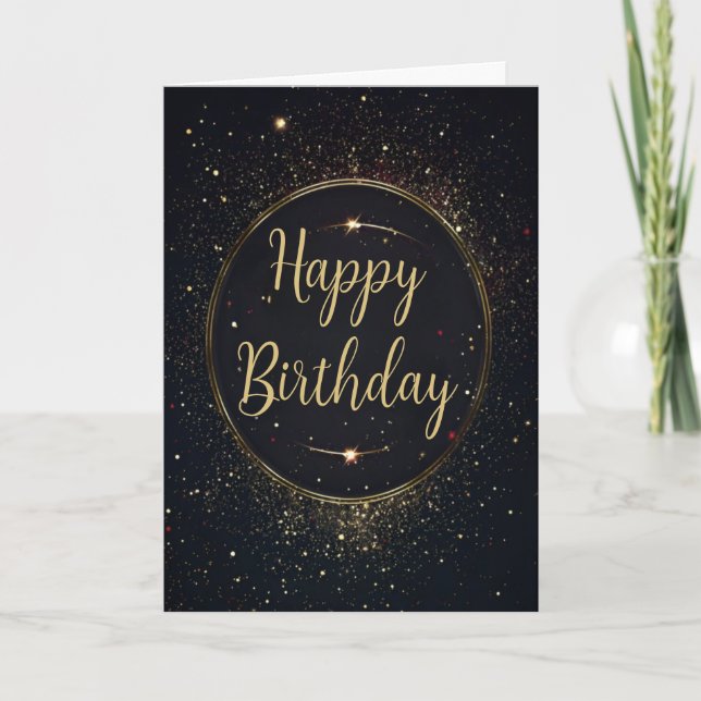 Carte d'anniversaire Black & Faux Gold (Devant)
