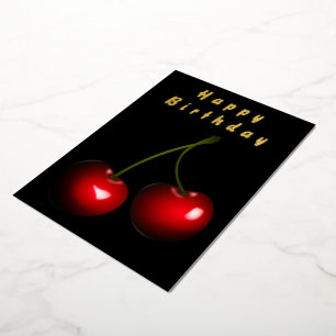 Carte d'anniversaire Black Gold Foil avec Red Cher