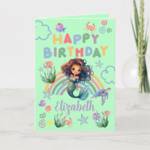 Carte d'anniversaire Black Mermaid verte