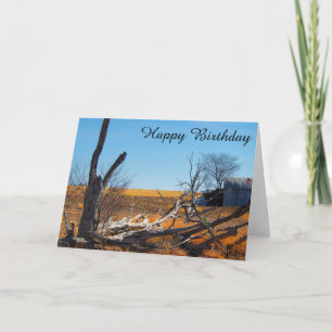 Carte d'anniversaire blanche du paysage extérieur 