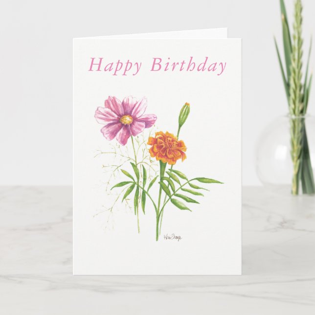 Carte d'anniversaire blanche Fleurs de naissance o (Devant)