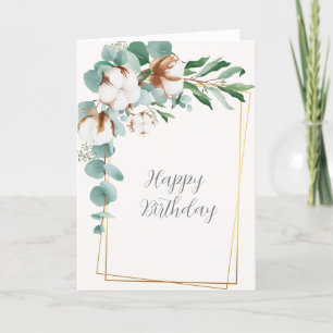 Carte d'anniversaire blanche Floral heureux