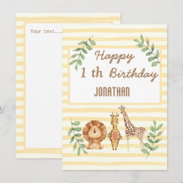 Carte d'anniversaire blanche rayures de girafe Saf