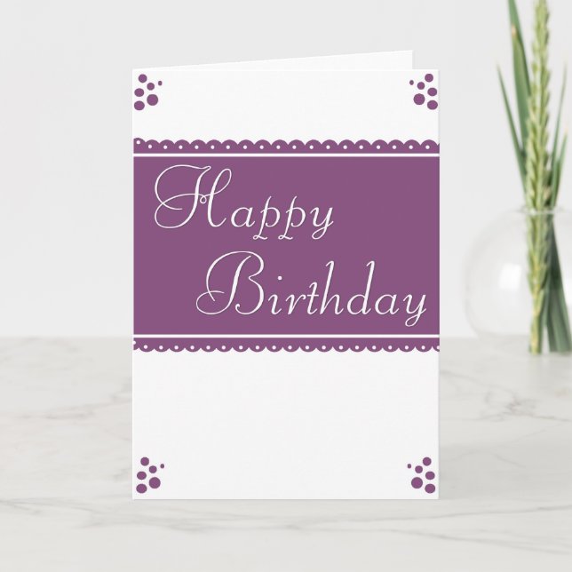 Carte d'anniversaire blanche/violette joyeuse Conc (Devant)