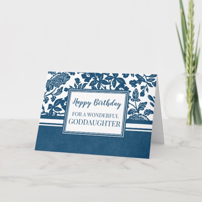 Carte d'anniversaire bleu floral godgirl (Devant)