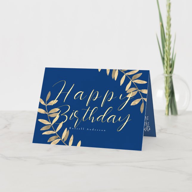 Carte d'anniversaire bleu minimaliste (Recto)